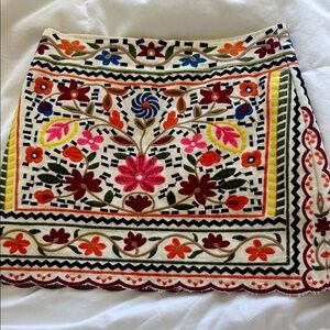 Beautiful Embroidered Talavera Mini Skirt the impeccable pig Multicolored Sz S